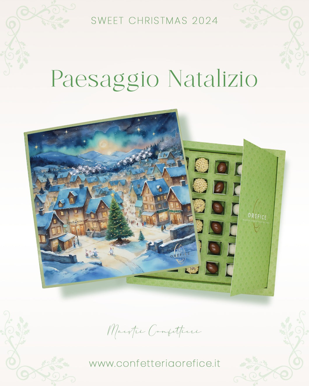 Box Paesaggio Natalizio - confezione con nudi e bacetti 200 g