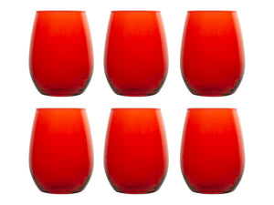 Bicchiere acqua in vetro rosso 6 pz