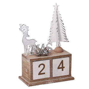 Calendario in legno dell'Avvento con renna