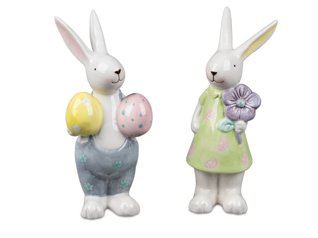 Coniglietto con uova o fiori in ceramica