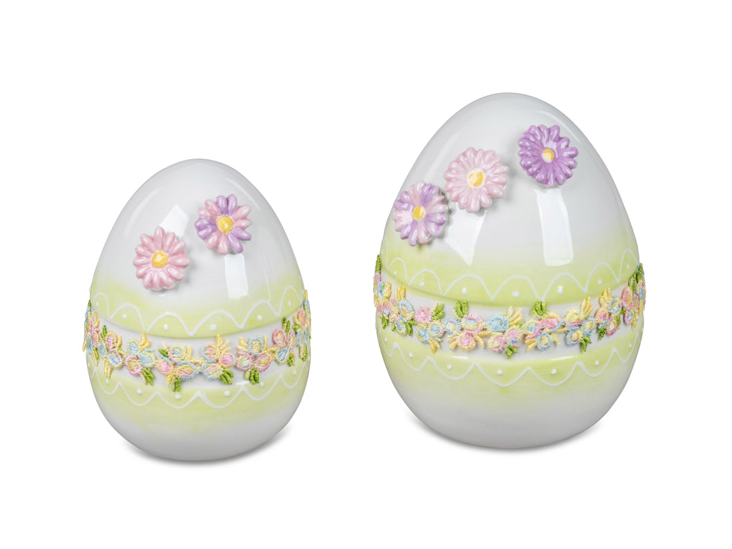 Uovo con fiorellini in ceramica