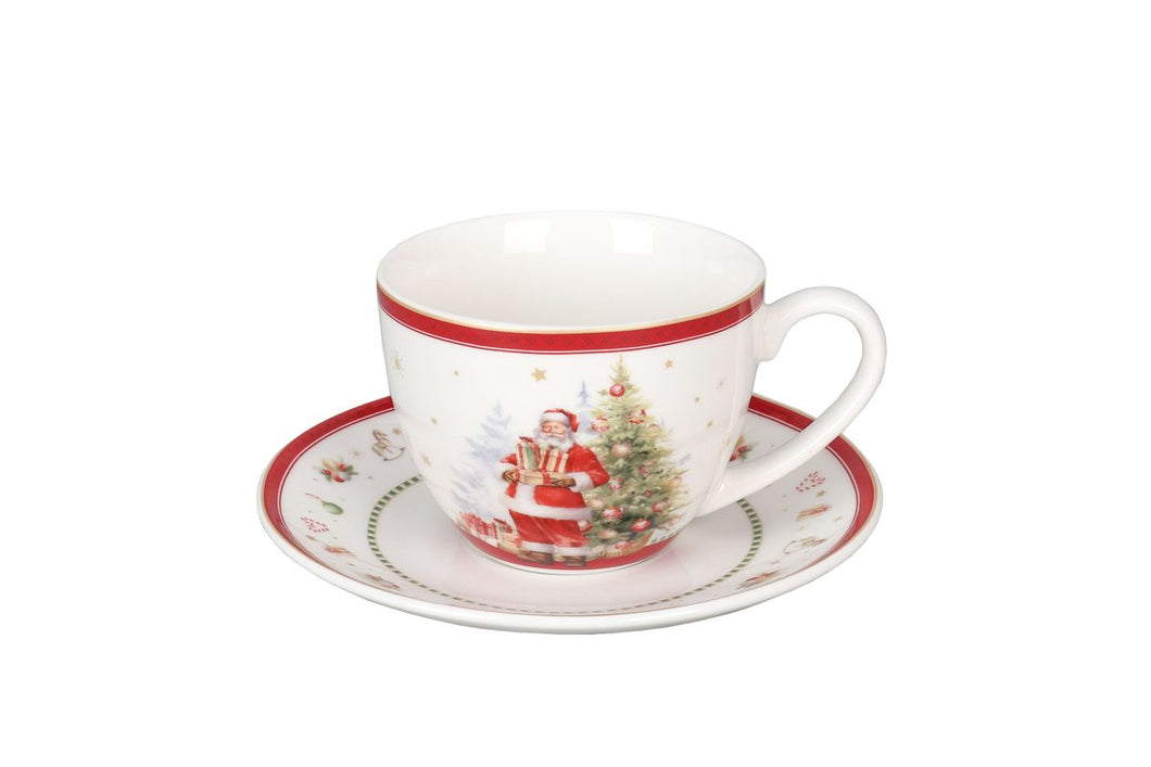 Tazza da the con piattino Happy Santa con scatola regalo